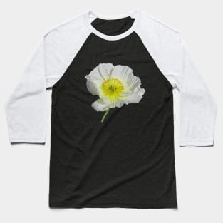 White Poppy Baseball T-Shirt